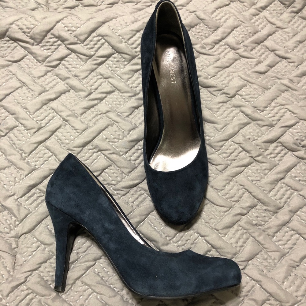 Navy Blue Suede Heels